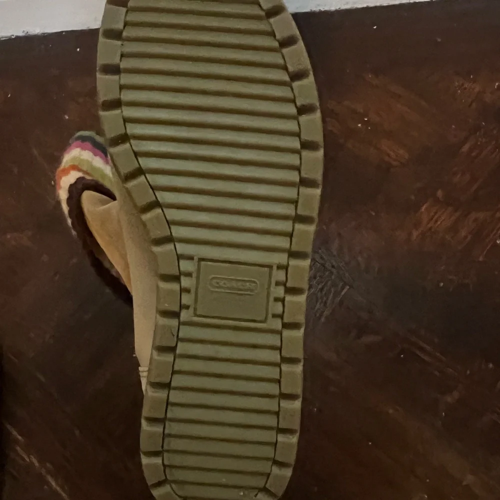 Coach Tan Suede Boots with Multicolor Stripes - Picture 3 of 3